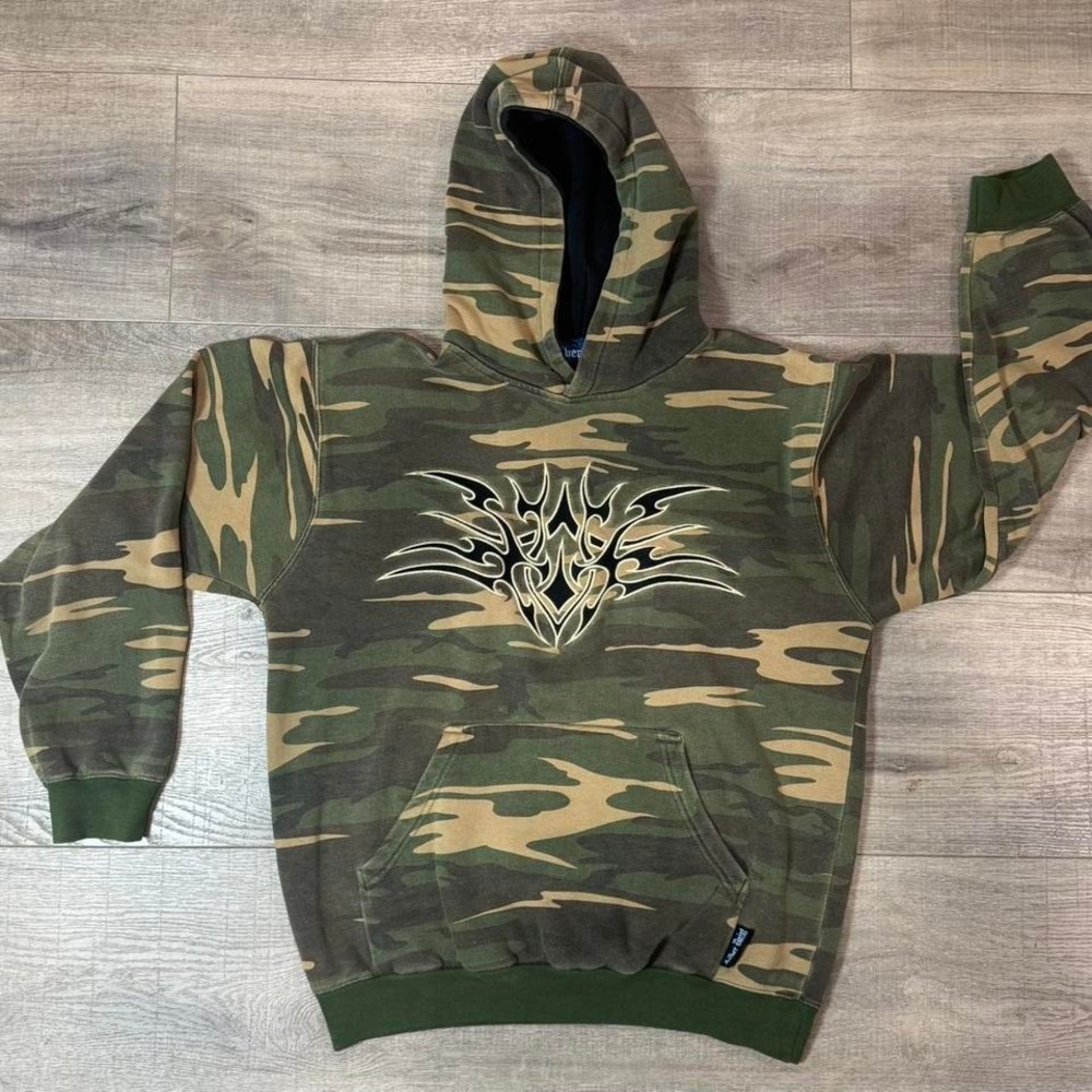 Y2K mens L silver point camo pull over hoodie